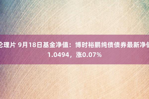 伦理片 9月18日基金净值：博时裕鹏纯债债券最新净值1.0494，涨0.07%