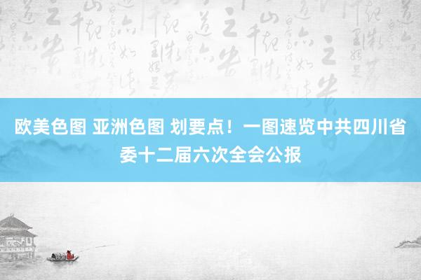 欧美色图 亚洲色图 划要点！一图速览中共四川省委十二届六次全会公报