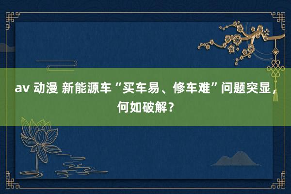 av 动漫 新能源车“买车易、修车难”问题突显，何如破解？