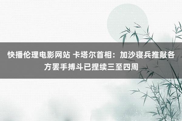 快播伦理电影网站 卡塔尔首相：加沙寝兵推敲各方罢手搏斗已捏续三至四周