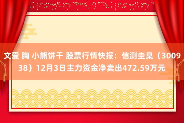 文爱 胸 小熊饼干 股票行情快报：信测圭臬（300938）12月3日主力资金净卖出472.59万元